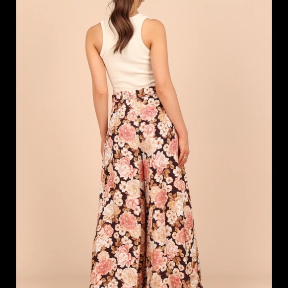 PETAL+PUP TAMARA HIGH WAISTED WIDE LEG PANTS - PEACH FLORAL - Picture 4 of 6